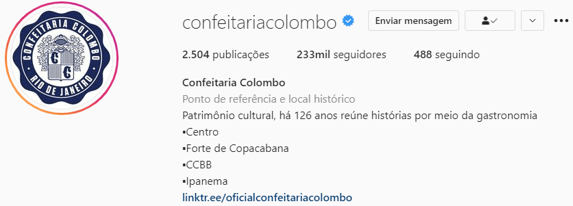 exemplo de perfil de instagram criativo da confeitaria colombo